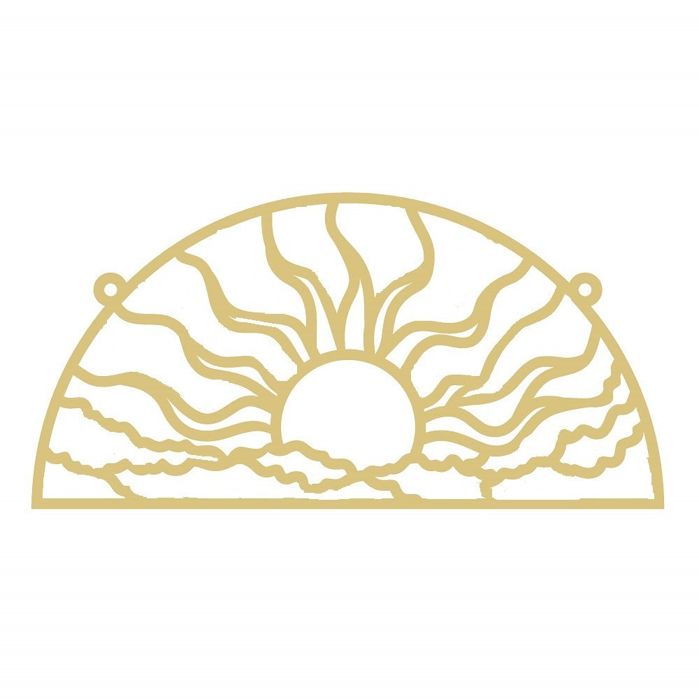 Faux Stained Glass Laser Cut Semicircle MDF Cutout Rising Sun Rays - Unfinished For DIY