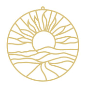 Faux Stained Glass Laser Cut MDF Cutout Round Sunrise Over Ocean Waves - Unfinished For DIY