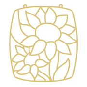 Faux Stained Glass Laser Cut Rounded Rectangle MDF Cutout Sunflower Filigree - Unfinished For DIY