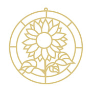 Faux Stained Glass Laser Cut Round MDF Cutout Sunflower In Circular Frame - Unfinished For DIY