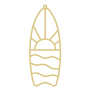 Faux Stained Glass Laser Cut Surf Board MDF Cutout Sunrise Over Ocean Waves - Unfinished For DIY
