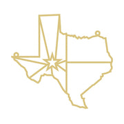 Faux Stained Glass Laser Cut MDF Cutout Texas State Silhouette With Central Starburst And Hanging Holes - Unfinished For DIY