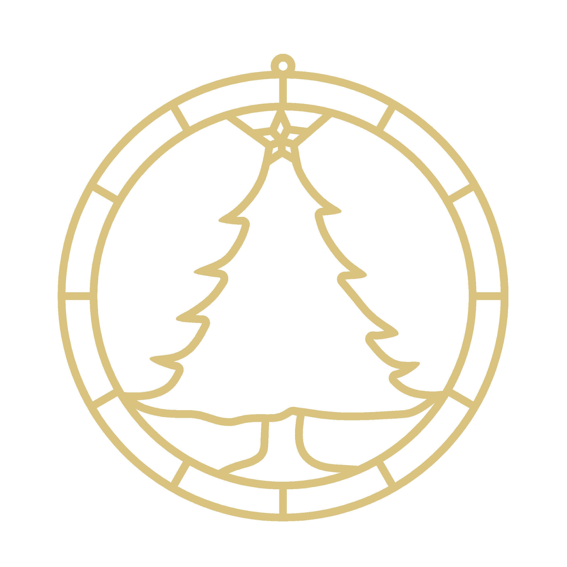 Faux Stained Glass Ornament MDF Cutout Tree Silhouette - Unfinished For DIY