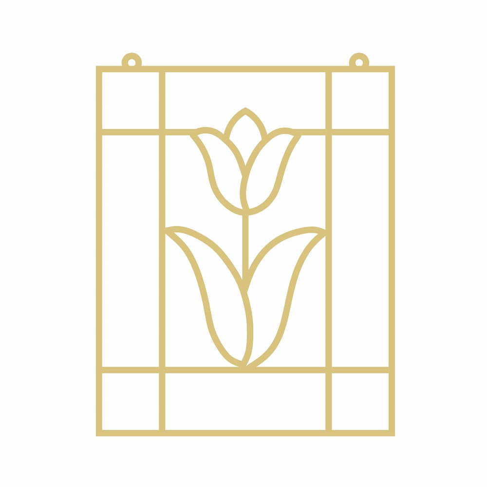 Faux Stained Glass Laser Cut Tulip MDF Cutout Floral Window Grid - Unfinished For DIY