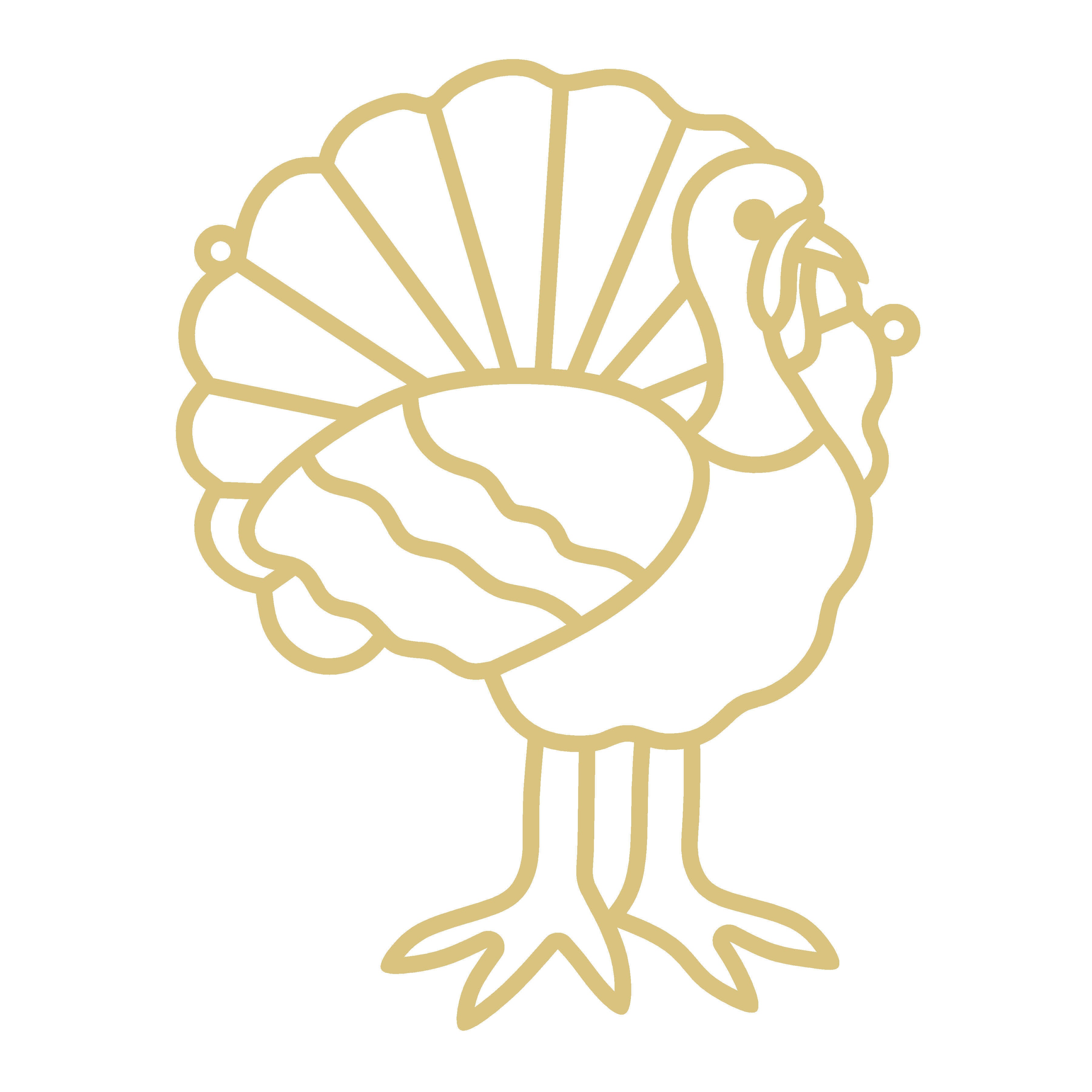 Faux Stained Glass Wide Tail Turkey MDF Cutout Thanksgiving Silhouette - Unfinished For DIY