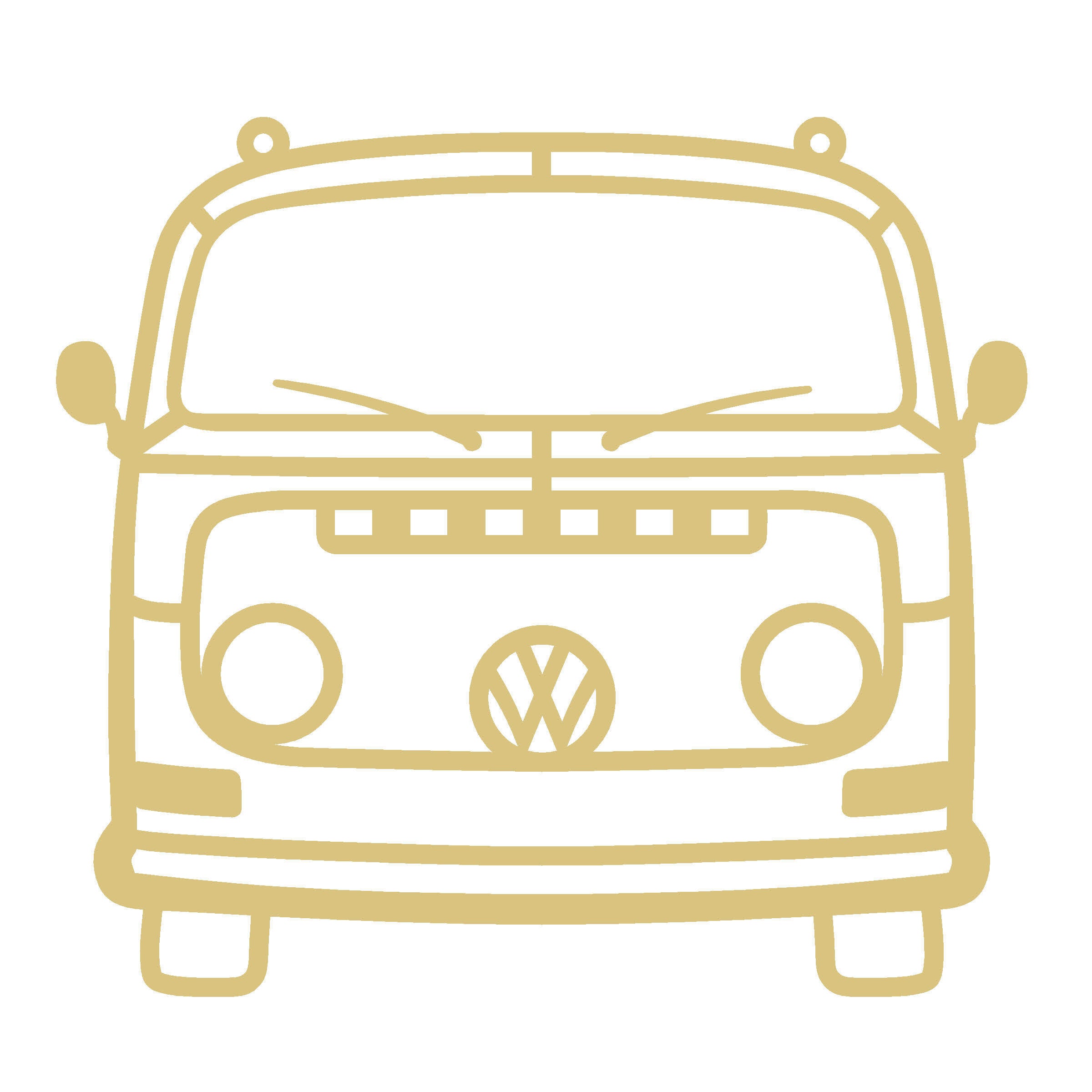 Faux Stained Glass VW Bus MDF Cutout Front View - Unfinished For DIY