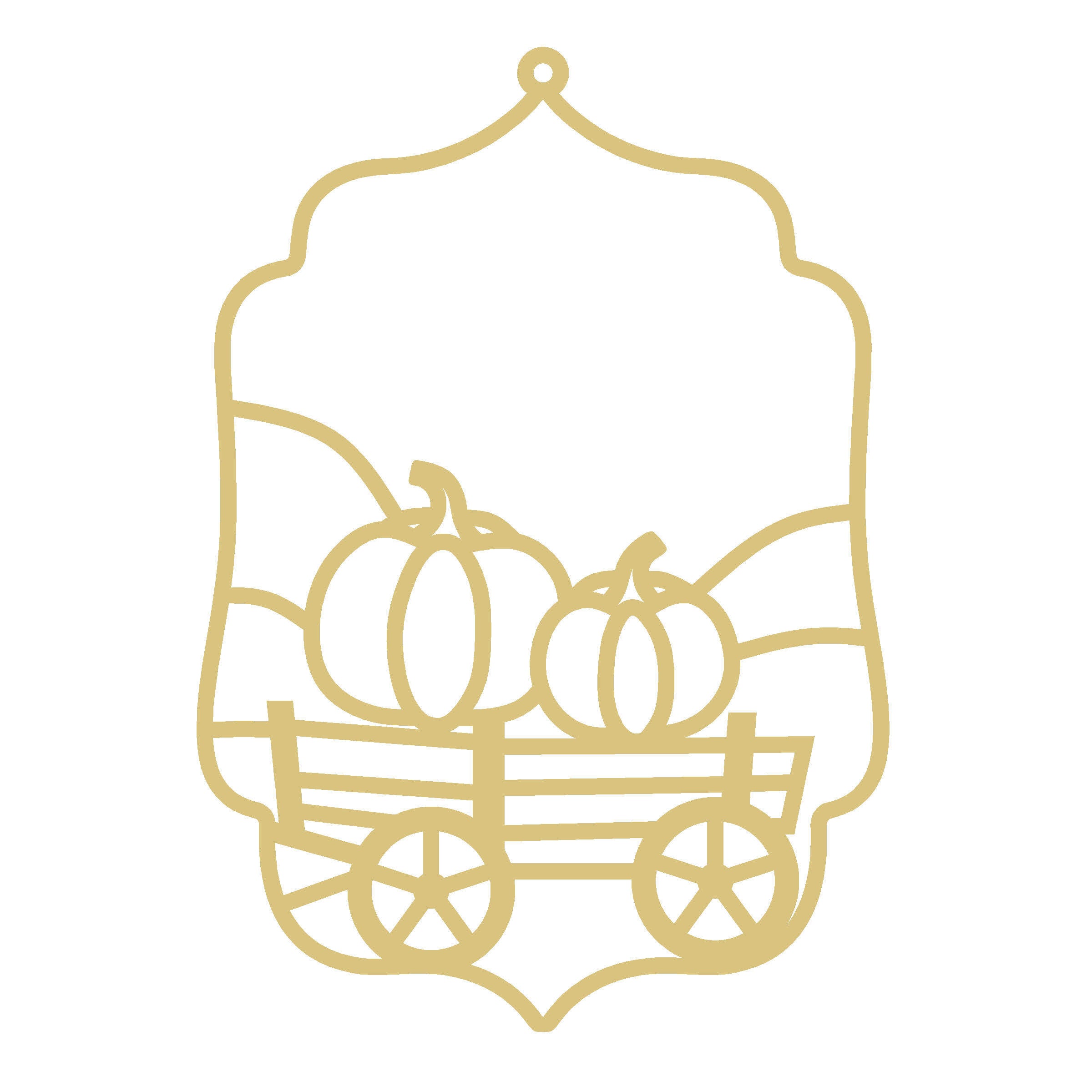 Harvest Wagon with Pumpkins Faux Stained Glass Frame | MDF Cutout | Cozy DIY Paintable Craft | Resin & Crushed Glass Blank