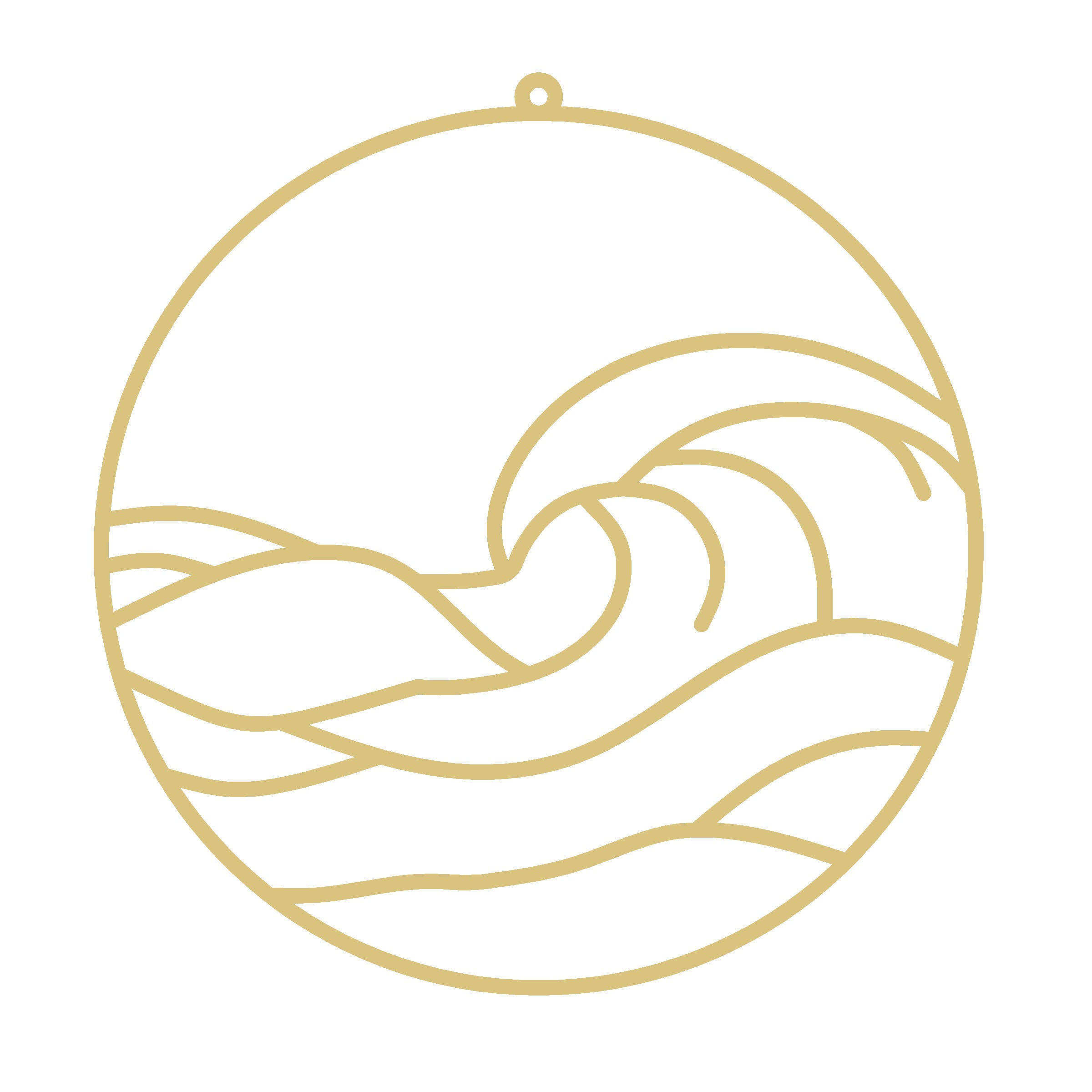 Faux Stained Glass Ocean Waves Sunset  MDF Cutout Frame - Unfinished For DIY