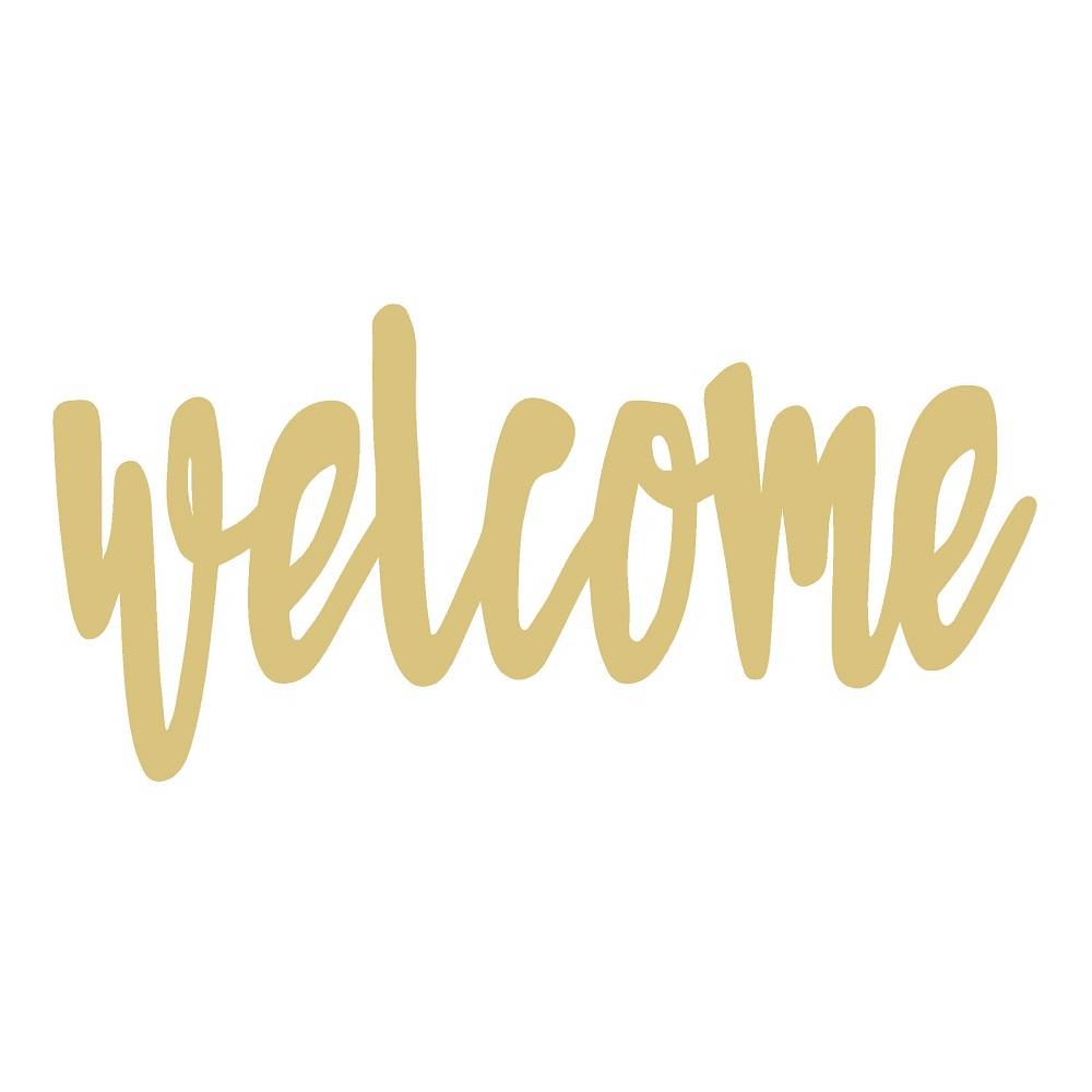 Basic Shape Word MDF Cutout Welcome Style 9 - Unfinished For DIY