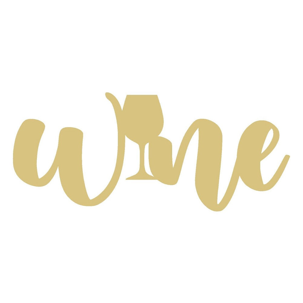 Basic Shape Script MDF Cutout Wine - Unfinished For DIY