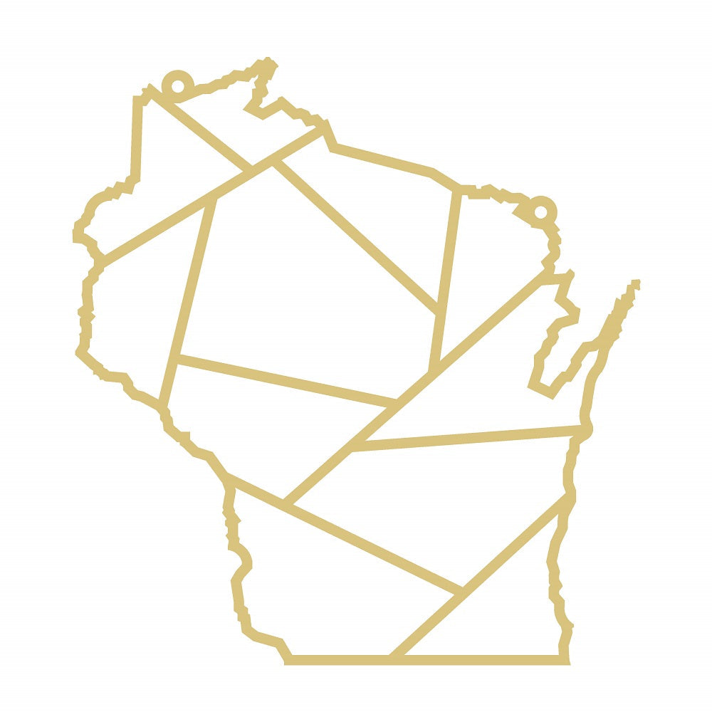 Faux Stained Glass Laser Cut Wisconsin MDF Cutout Geometric Faceted State Outline - Unfinished For DIY
