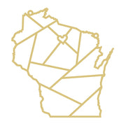 Faux Stained Glass Laser Cut Wisconsin State Silhouette MDF Cutout - Unfinished For DIY