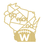 Faux Stained Glass Wisconsin MDF Cutout Go Pack Go Football W - Unfinished For DIY