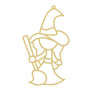 Faux Stained Glass Laser Cut MDF Cutout Witch Silhouette Halloween Decor - Unfinished For DIY