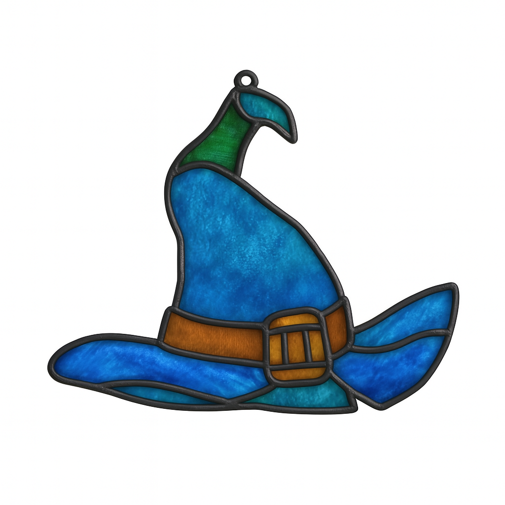 Faux Stained Glass Laser Cut Witch Hat MDF Cutout Witch Hat Silhouette - Unfinished For DIY