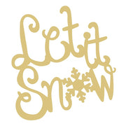 Basic Shape Word Art MDF Cutout Let It Snow Script With Snowflake - Unfinished For DIY