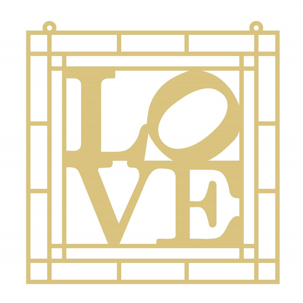Faux Stained Glass Laser Cut Word Love Square MDF Cutout Love Word In Geometric Frame - Unfinished For DIY