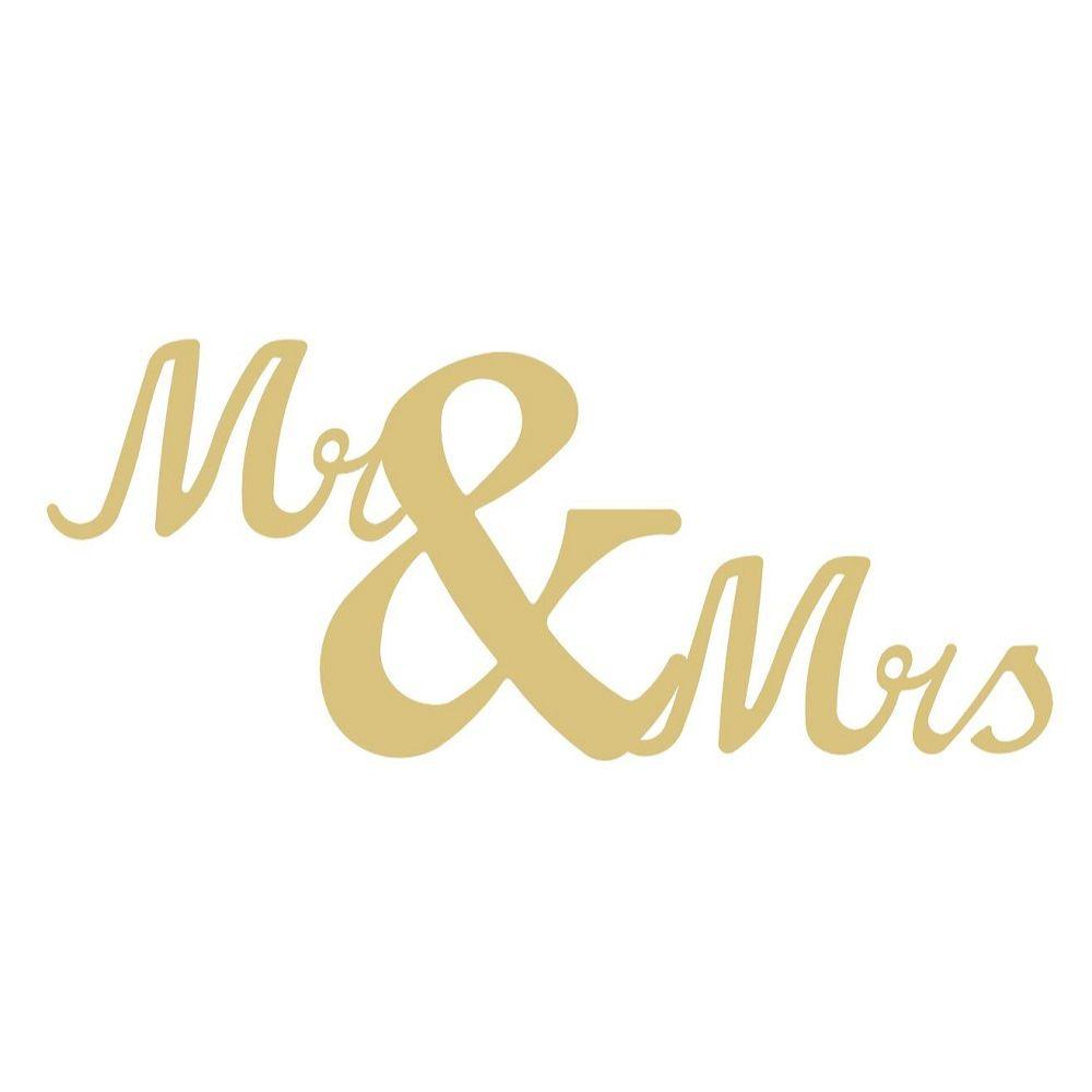 Basic Shape Word MDF Cutout Mr & Mrs Style 2 - Unfinished For DIY