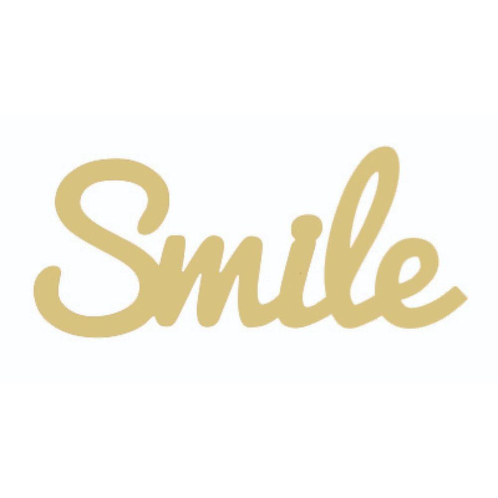 Basic Shape Word MDF Cutout Script Smile - Unfinished For DIY