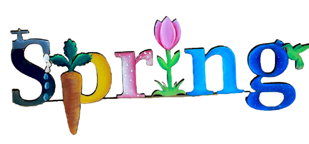 Basic Shape Word MDF Cutout Spring Tulip and Carrot - Unfinished For DIY