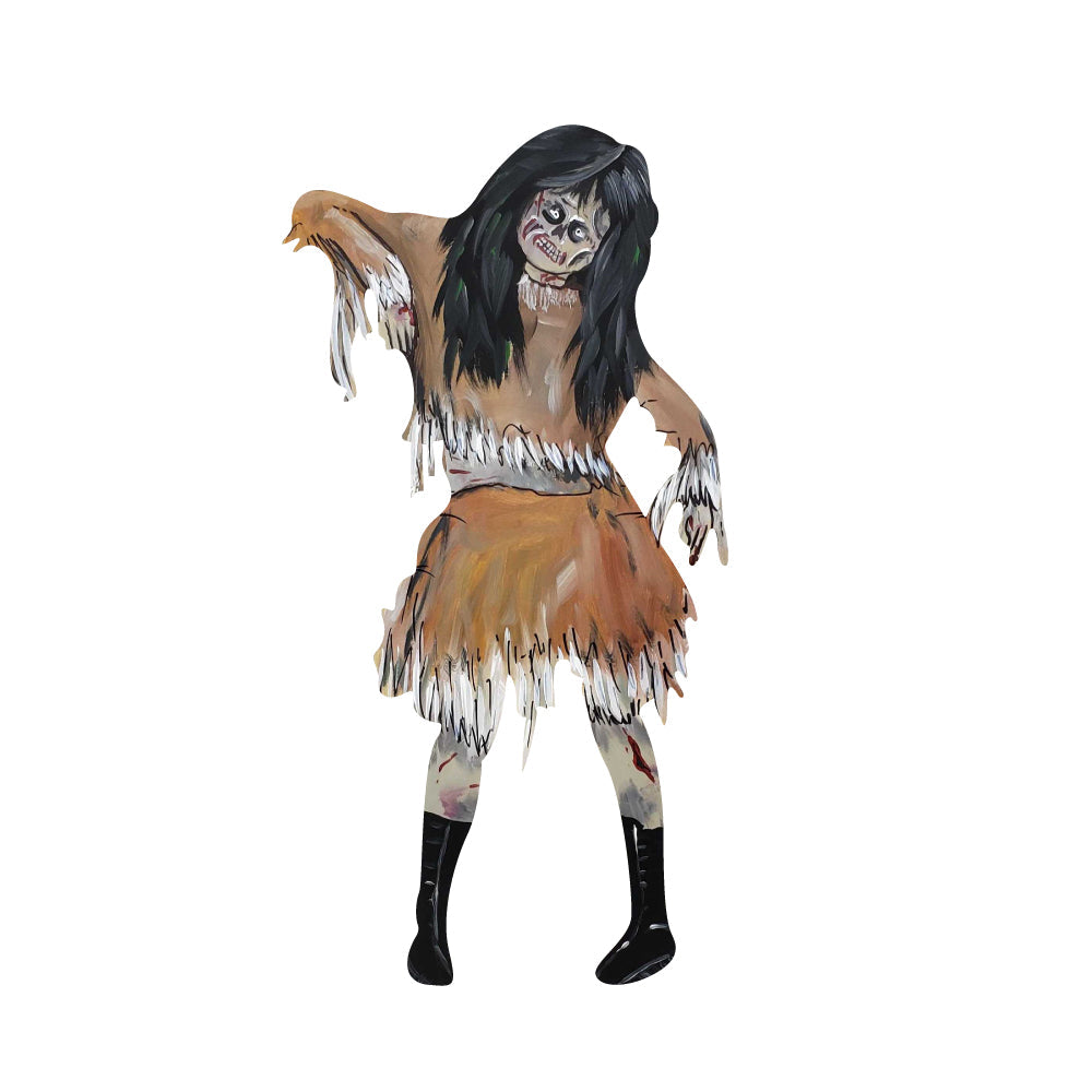 Basic Shape Zombie Woman MDF Cutout Silhouette - Unfinished For DIY