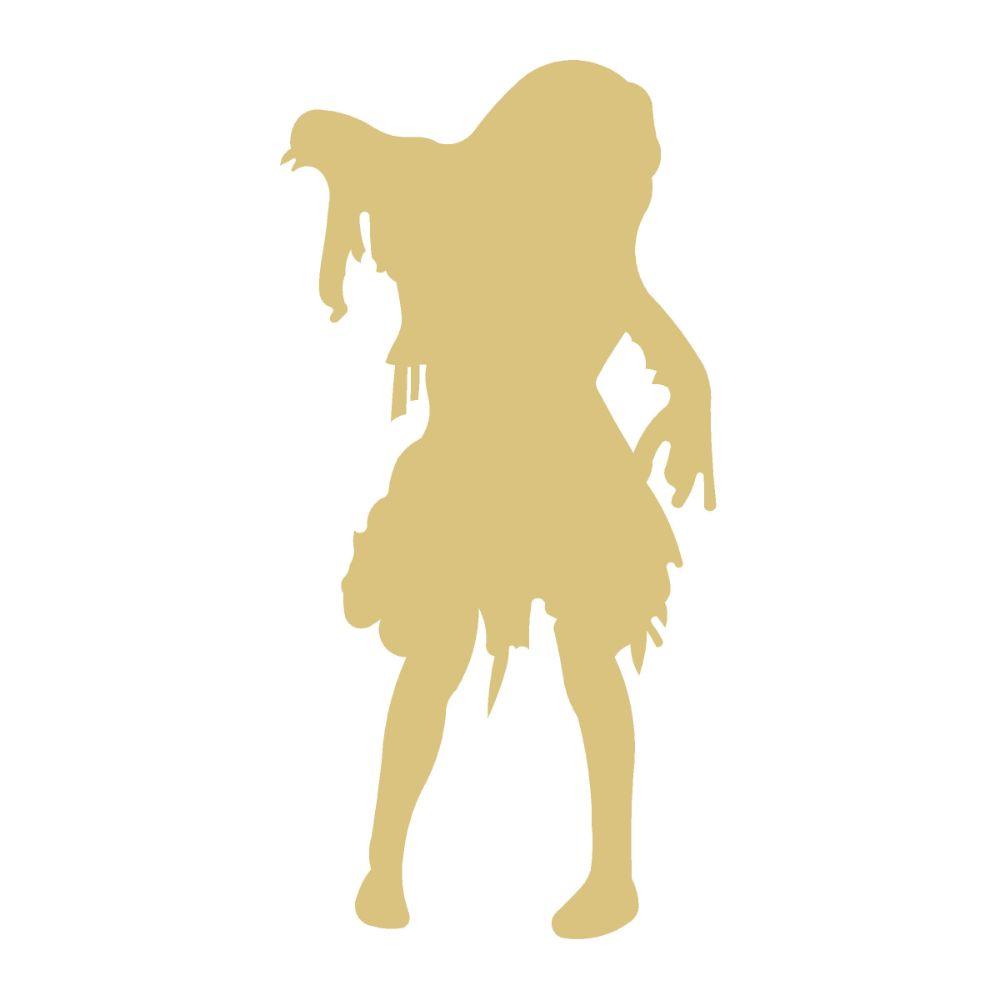 Basic Shape Zombie Woman MDF Cutout Silhouette - Unfinished For DIY
