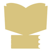 Basic Shape Open Book MDF Cutout Library Books Silhouette - Unfinished For DIY