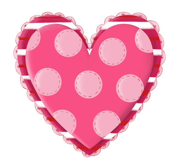 LULU'S PAINTBRUSH PINK HEART WITH LIGHT PINK DOTS