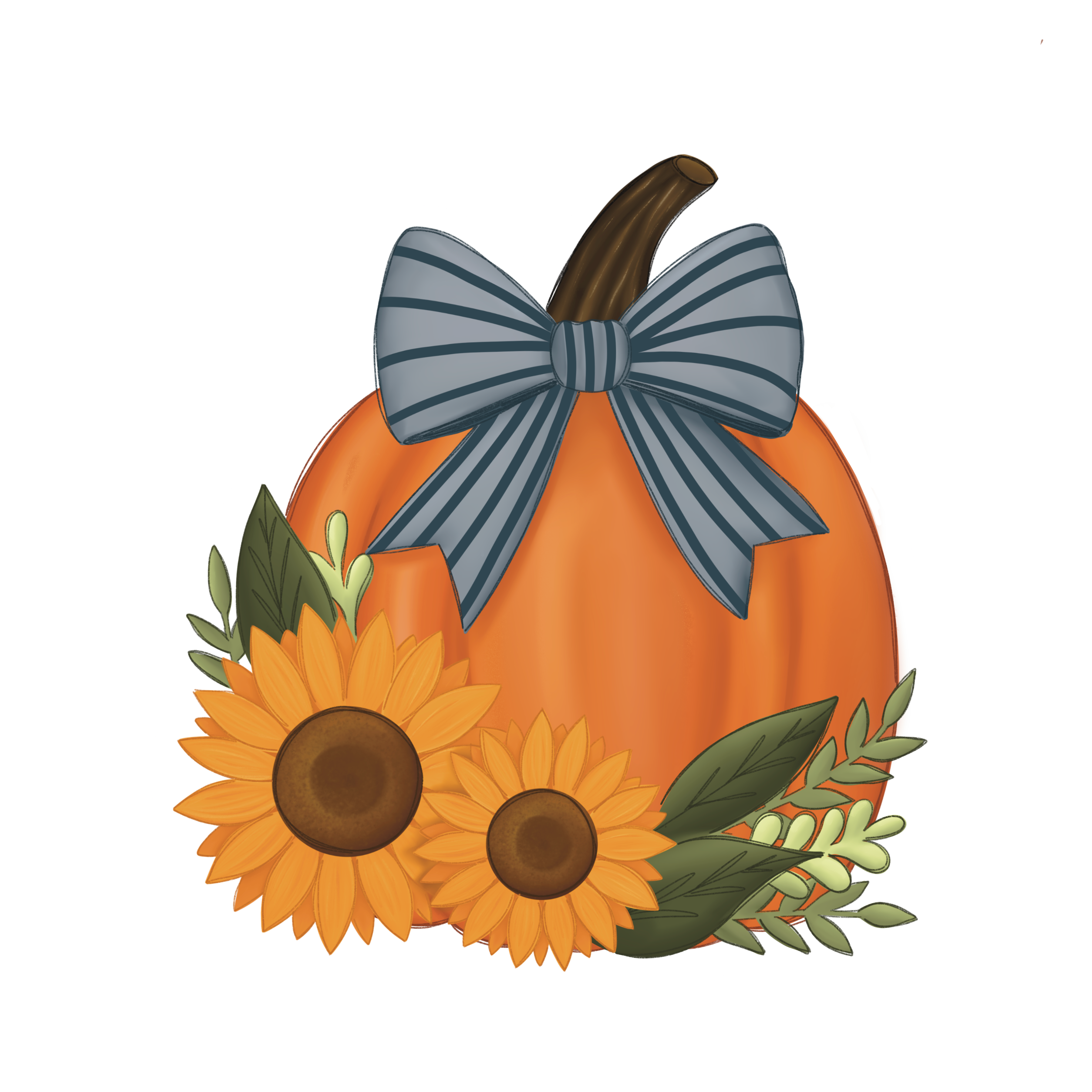 LULU'S PAINTBRUSH ORANGE PUMPKIN WITH FLOWERS