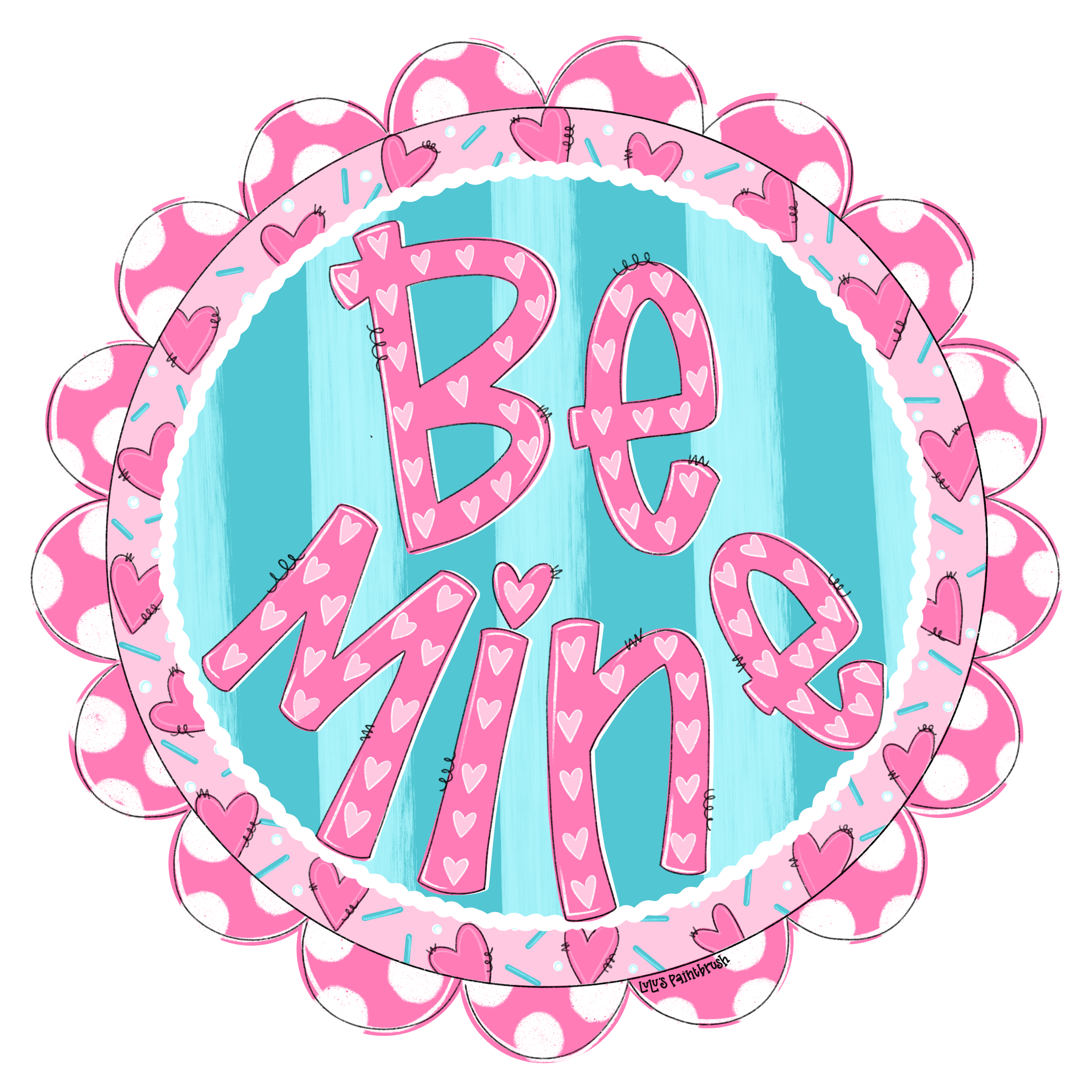LULU'S PAINTBRUSH  ROUND PINK AND BLUE BE MINE