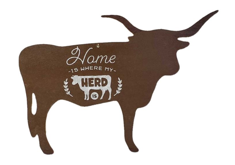 Basic Shape Long Horn Cow MDF Cutout Silhouette - Unfinished For DIY