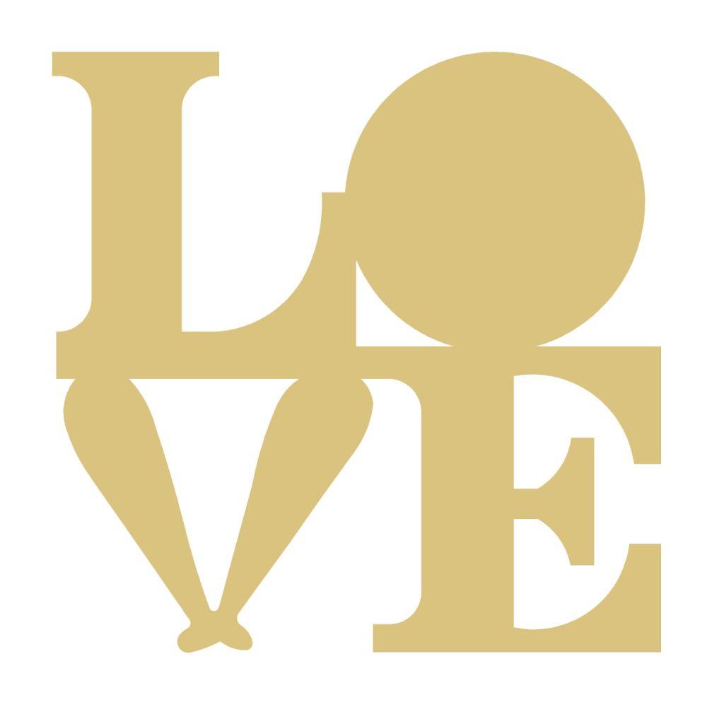 Basic Shape Love Word MDF Cutout With Baseball - Unfinished For DIY