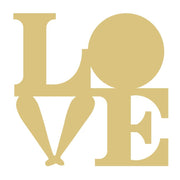 Basic Shape Love Word MDF Cutout With Baseball - Unfinished For DIY