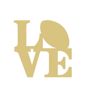 Basic Shape Word MDF Cutout LOVE Typography With Football - Unfinished For DIY