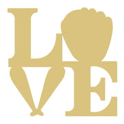 Basic Shape Love MDF Cutout With Baseball Glove And Bat - Unfinished For DIY