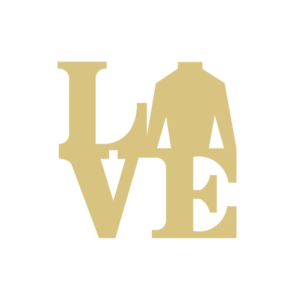 Basic Shape Love MDF Cutout With Jockey Silk - Unfinished For DIY