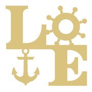 Basic Shape Love MDF Cutout Nautical Word With Anchor & Ship Wheel - Unfinished For DIY