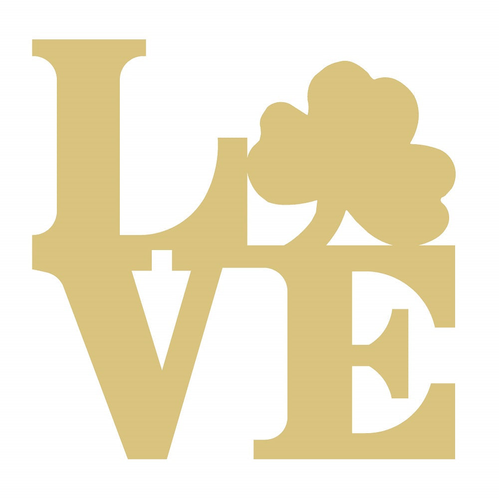 Basic Shape Word MDF Cutout Love Shamrock - Unfinished For DIY