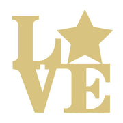 Basic Shape Love MDF Cutout With Star - Unfinished For DIY