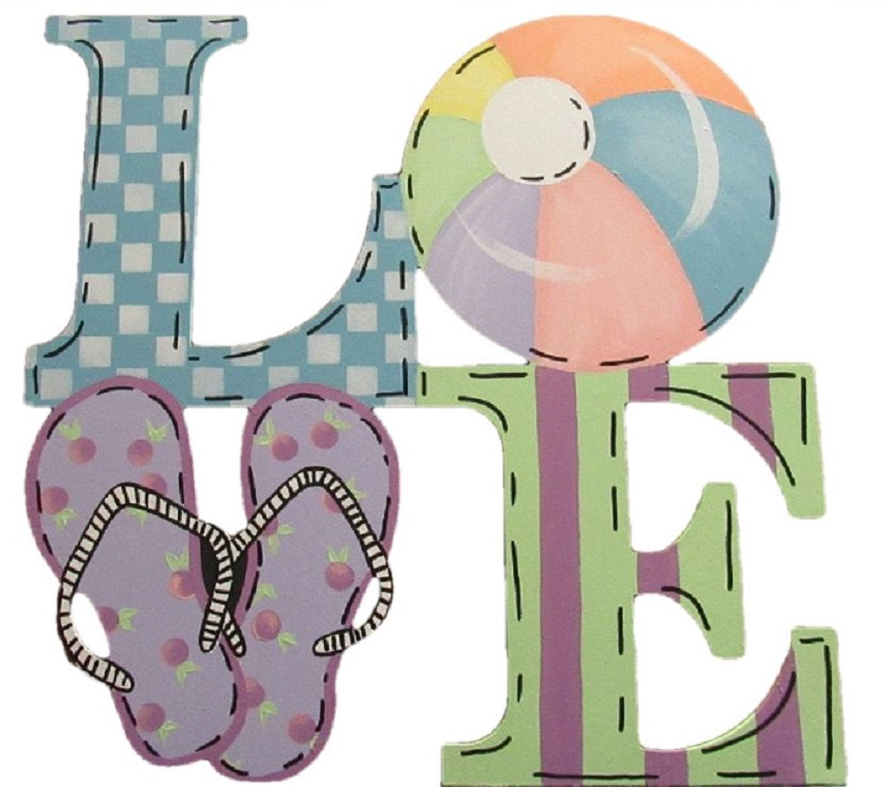 Design By Line Love MDF Cutout Beach Ball Flip Flops - Unfinished For DIY