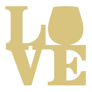 Basic Shape Love MDF Cutout With Wine Glass Style 2 - Unfinished For DIY