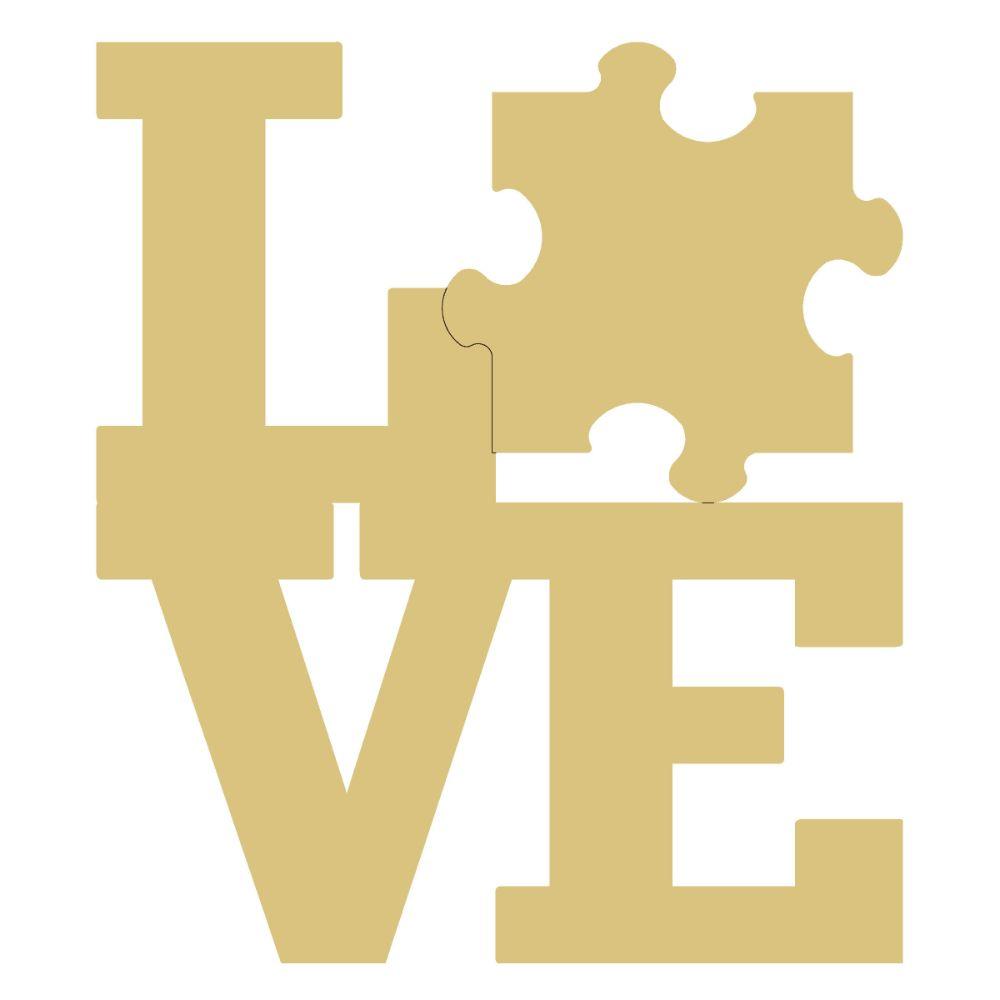 Basic Shape Love MDF Cutout Puzzle Piece Word Art - Unfinished For DIY