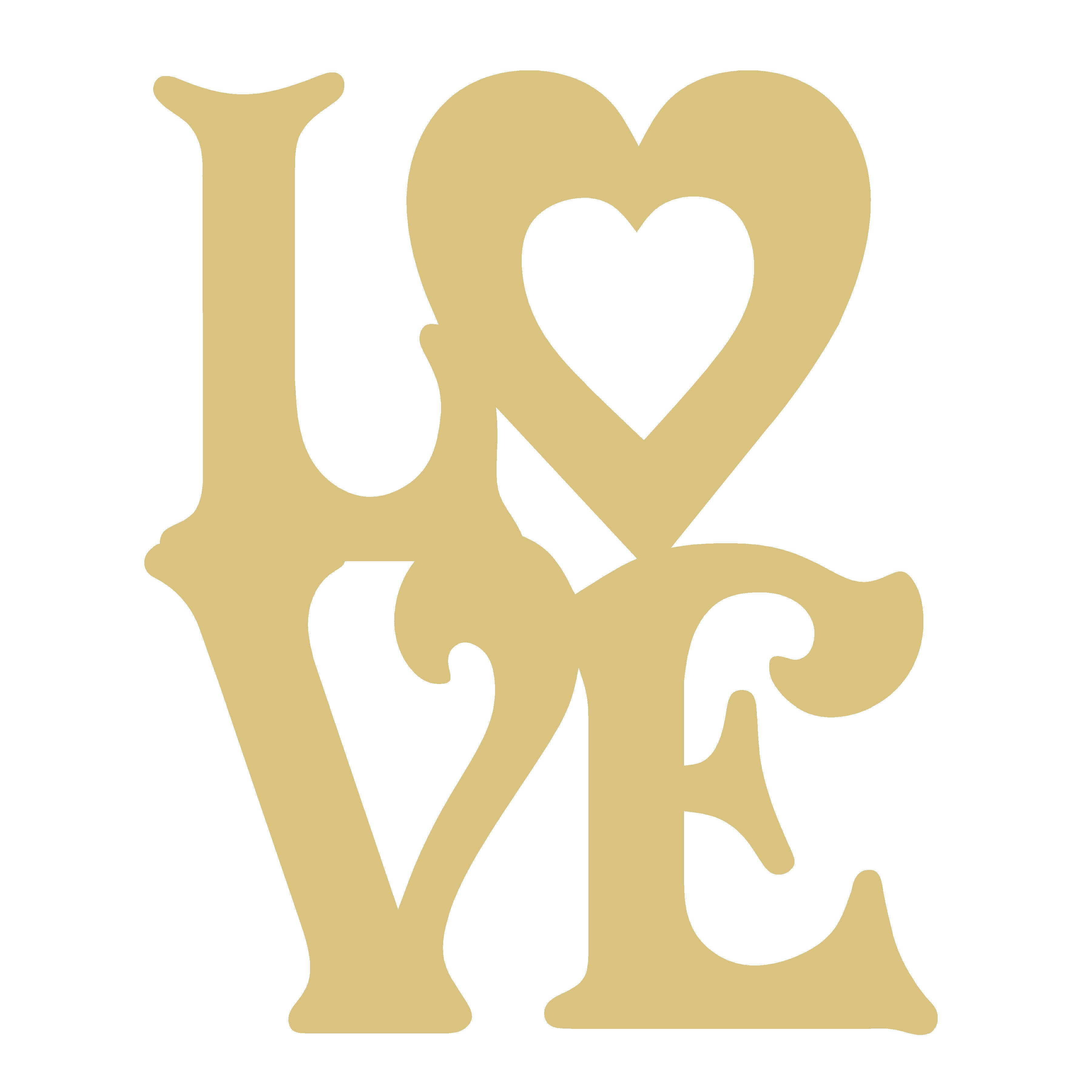 Basic Shape Love Sign MDF Cutout LOVE Heart Accent - Unfinished For DIY