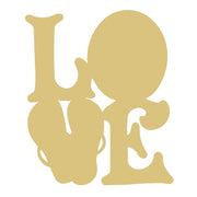 Basic Shape Love MDF Cutout With Flip Flops Word Art - Unfinished For DIY
