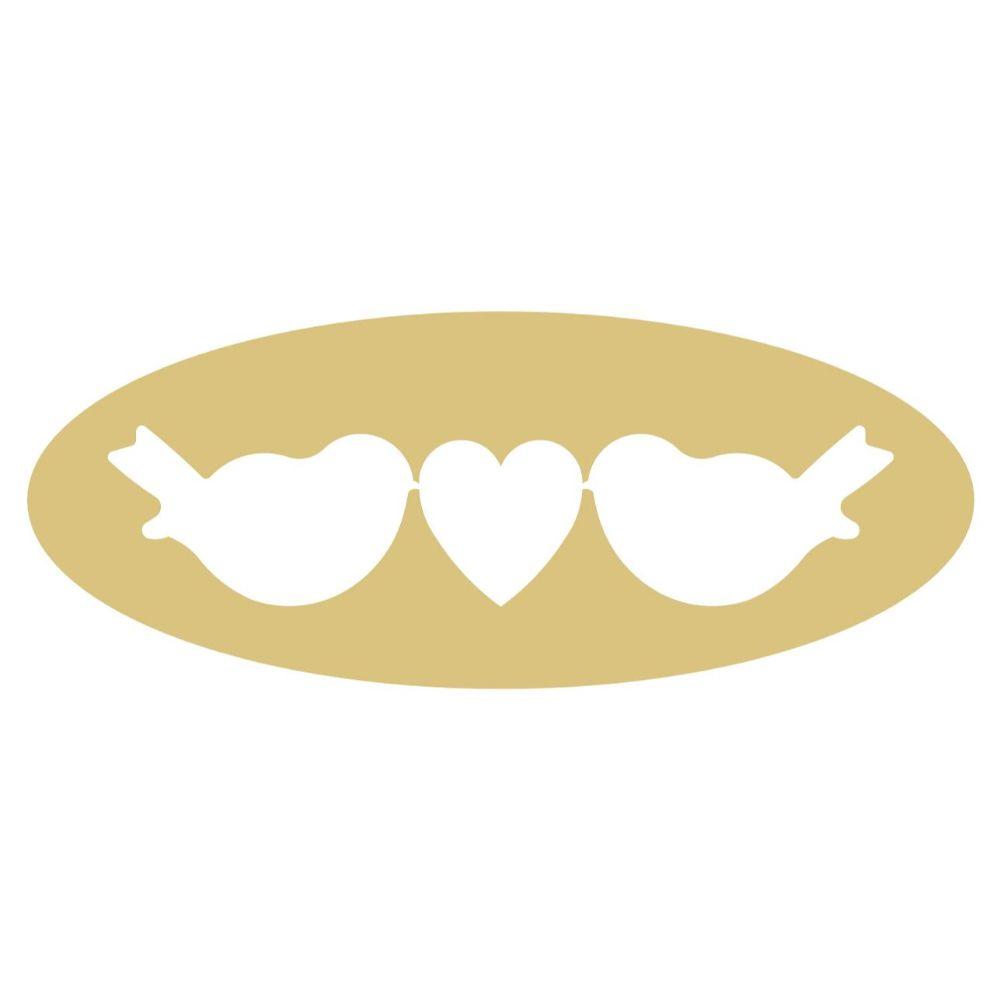 Basic Shape Oval MDF Cutout Love Birds With Heart Silhouette - Unfinished For DIY