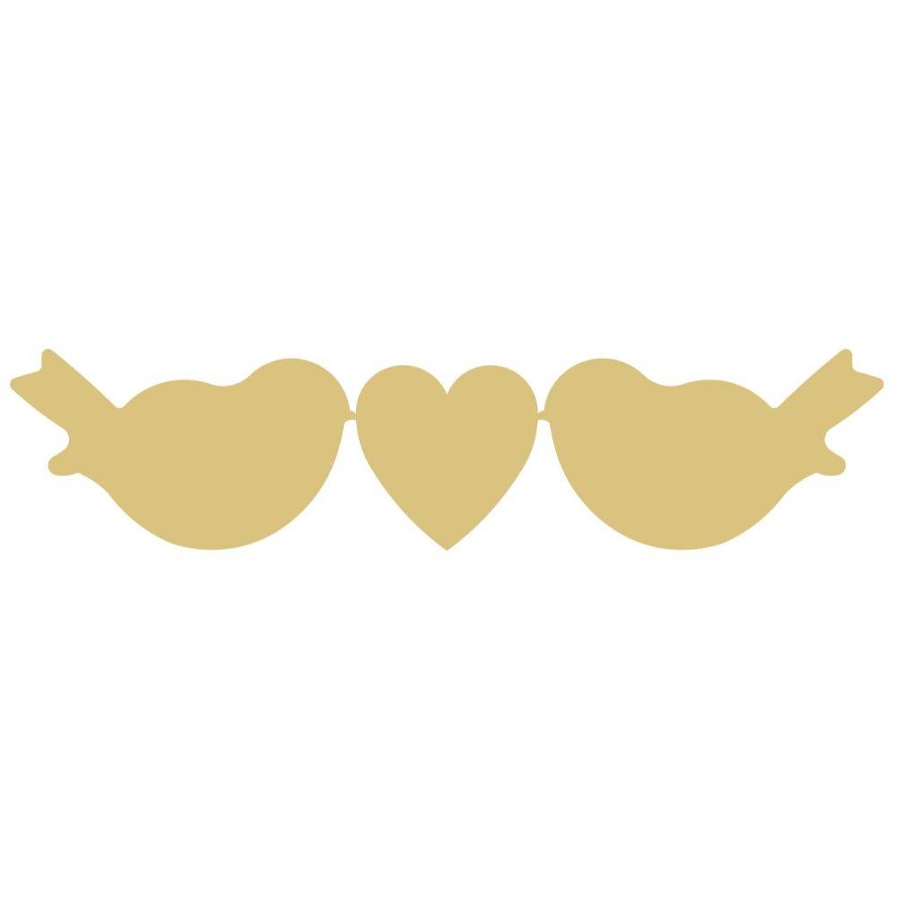 Basic Shape Bird Trio MDF Cutout Love Birds Heart Garland - Unfinished For DIY