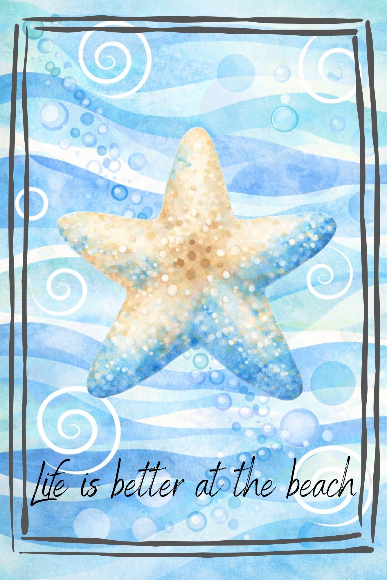 SPRINKLED WITH HEARTS ACRYLIC STARFISH IN WATER LIFE IS BETTER AT THE BEACH
