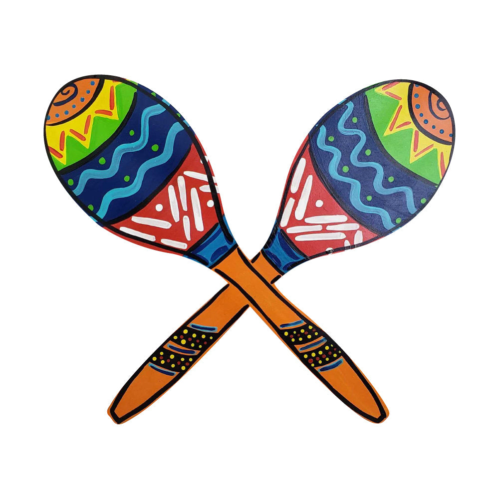 Basic Shape Maraca MDF Cutout Crossed Spoons Silhouette - Unfinished For DIY