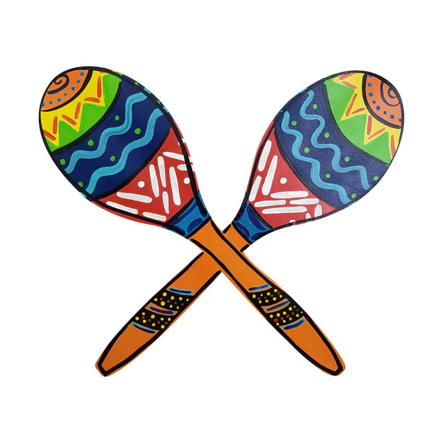 Design By Line Crossed Maracas MDF Cutout Line Etched Pattern - Unfinished For DIY