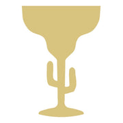 Basic Shape Goblet MDF Cutout Cactus Silhouette On Margarita Glass - Unfinished For DIY